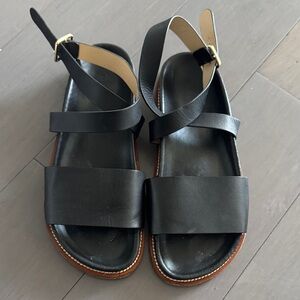 Theory Roma Black Leather Sandals Made in Italy Size 38